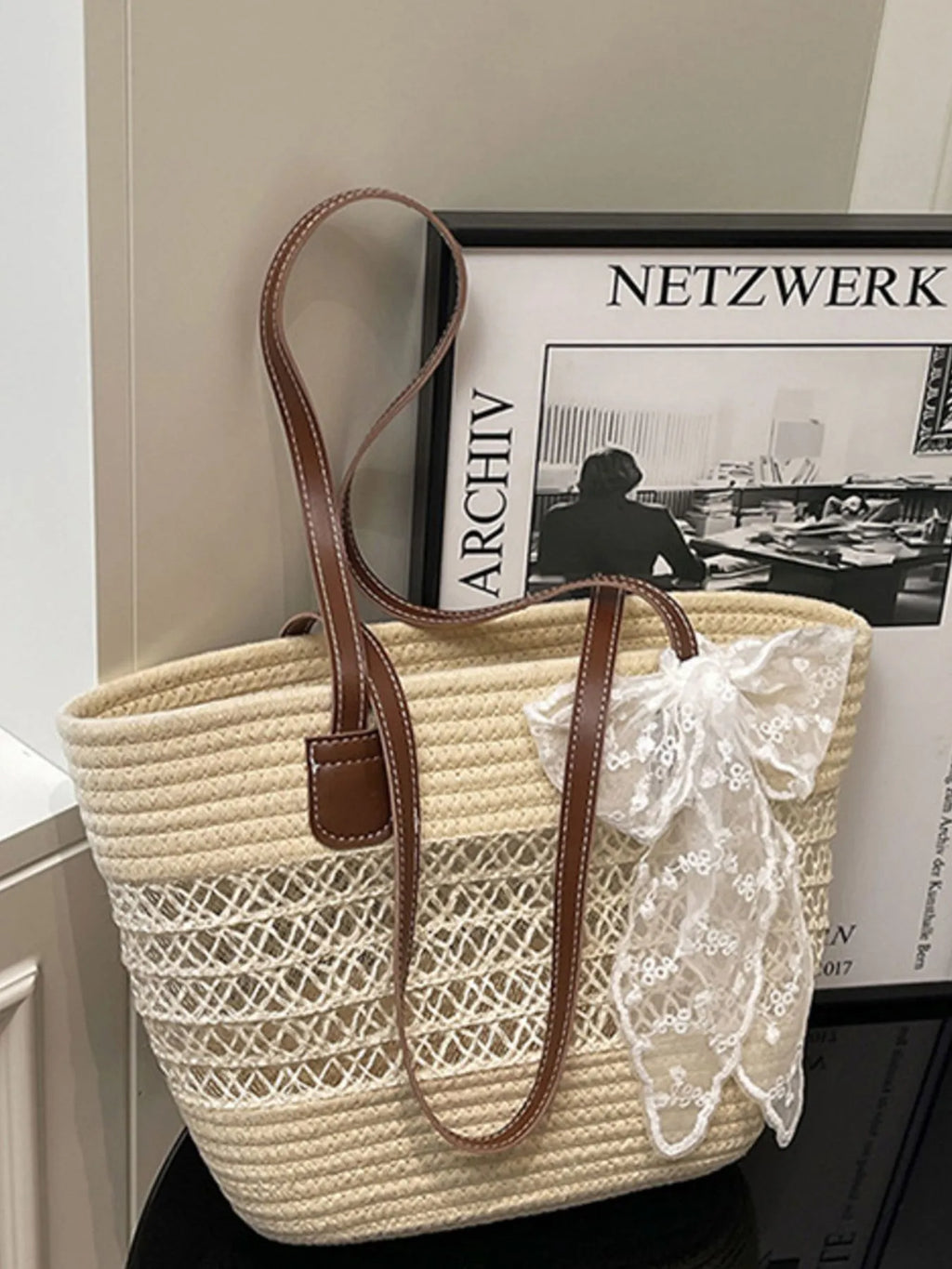 Woven Straw Shoulder Bag