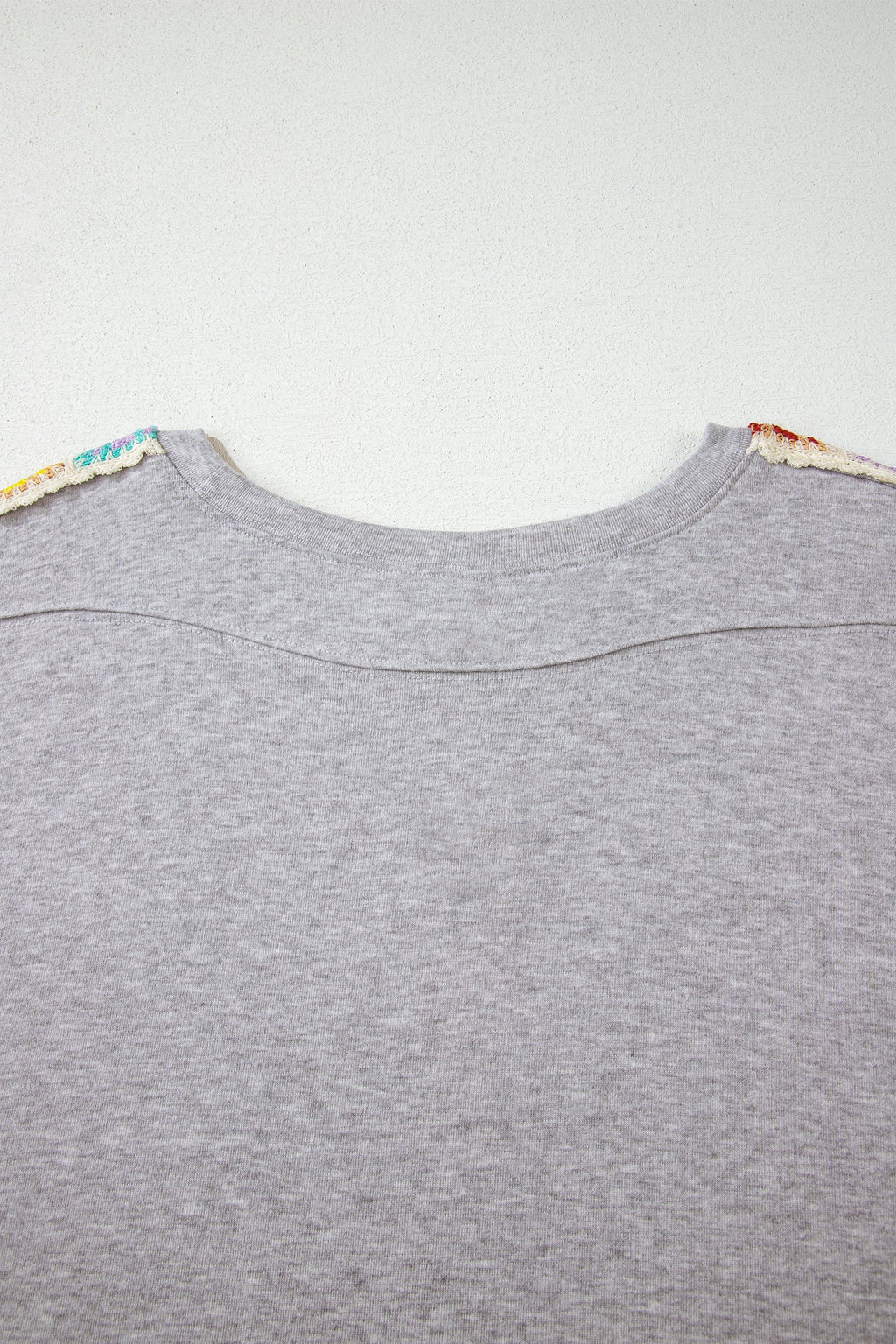 Light Grey Granny Square Crochet Detail Loose T Shirt