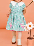 Children's Floral Print Bunny Peter Pan Collar Dress