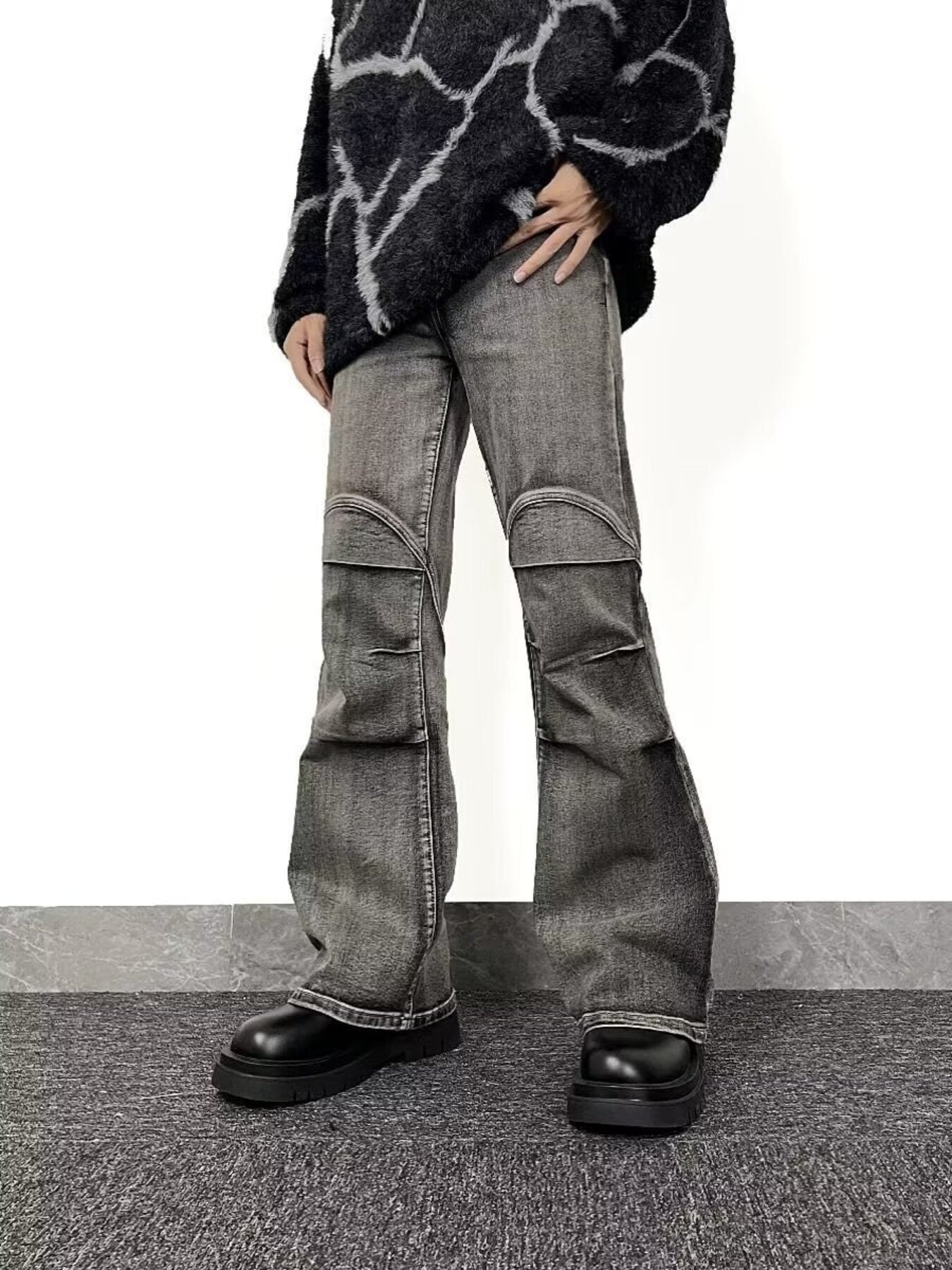 Men's Full Size Washed Flare Jeans Plus Size