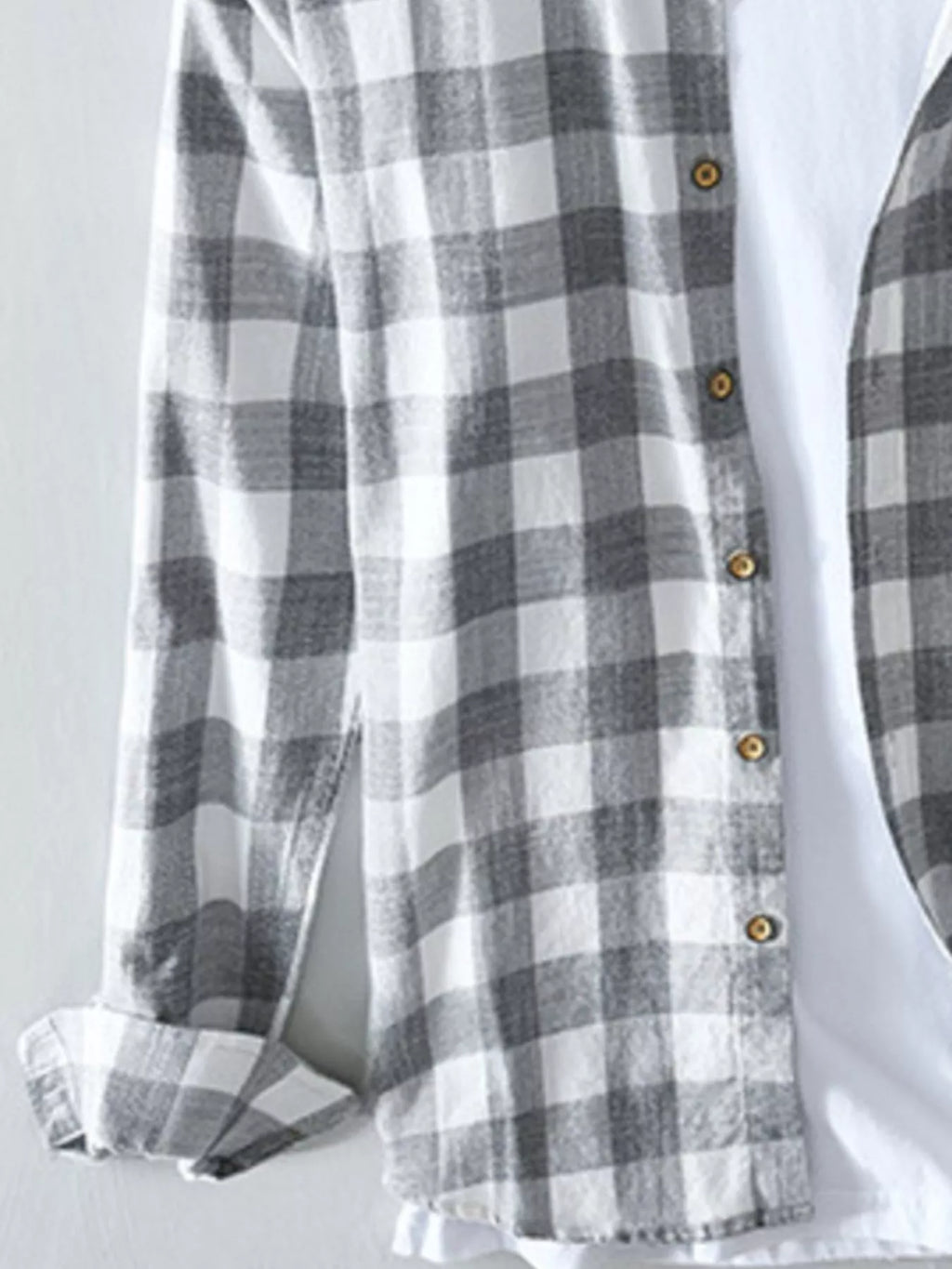 Men's Plus Size Plaid Button-Down Long Sleeve Shirt