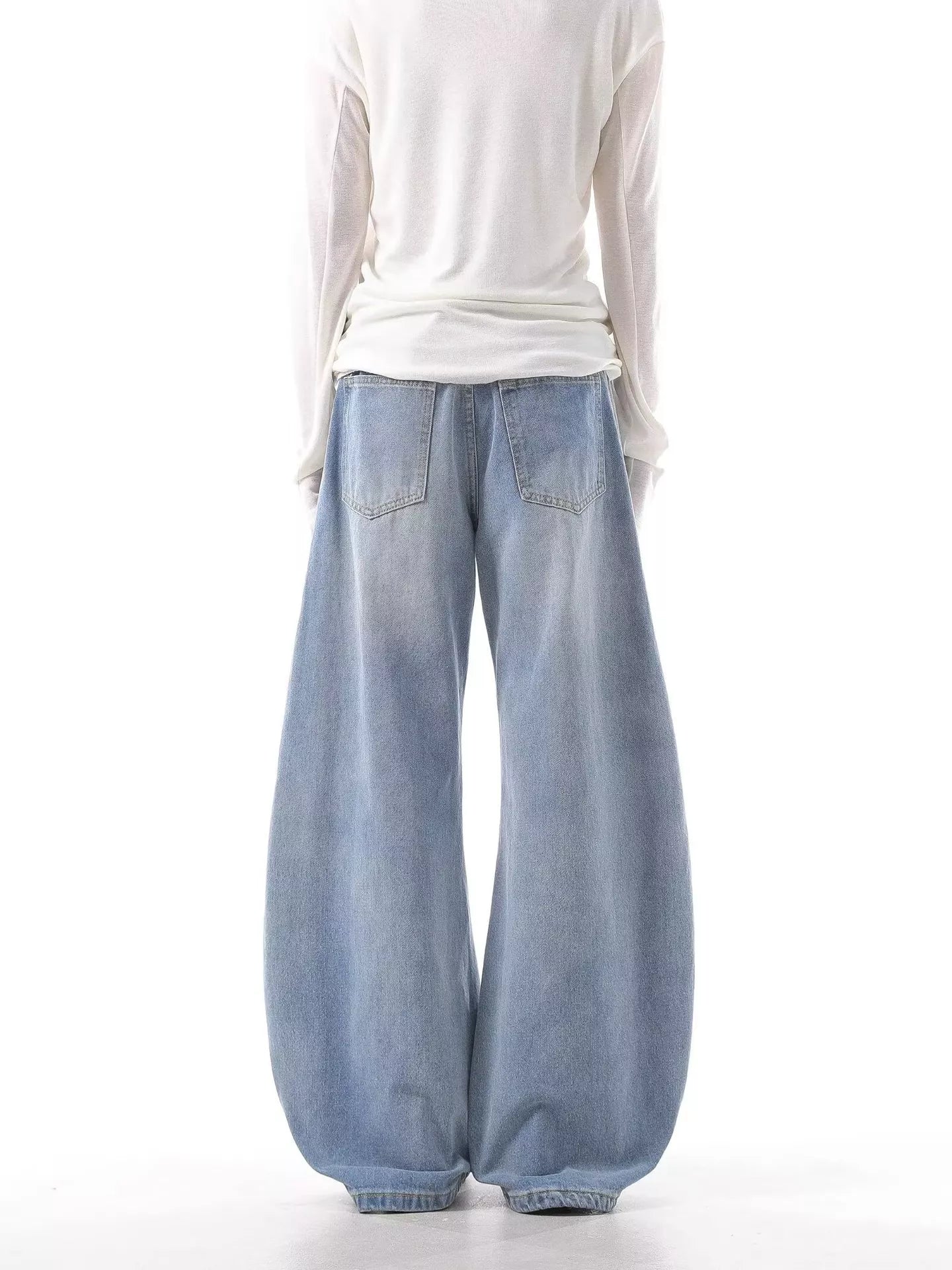 Men's Full Size Wide Leg Jeans with Side Stripes Plus Size