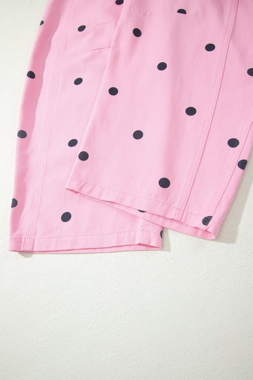 Jet Stream Polka Dot Print Bib Pocket Denim Barrel Overalls Jumpsuit