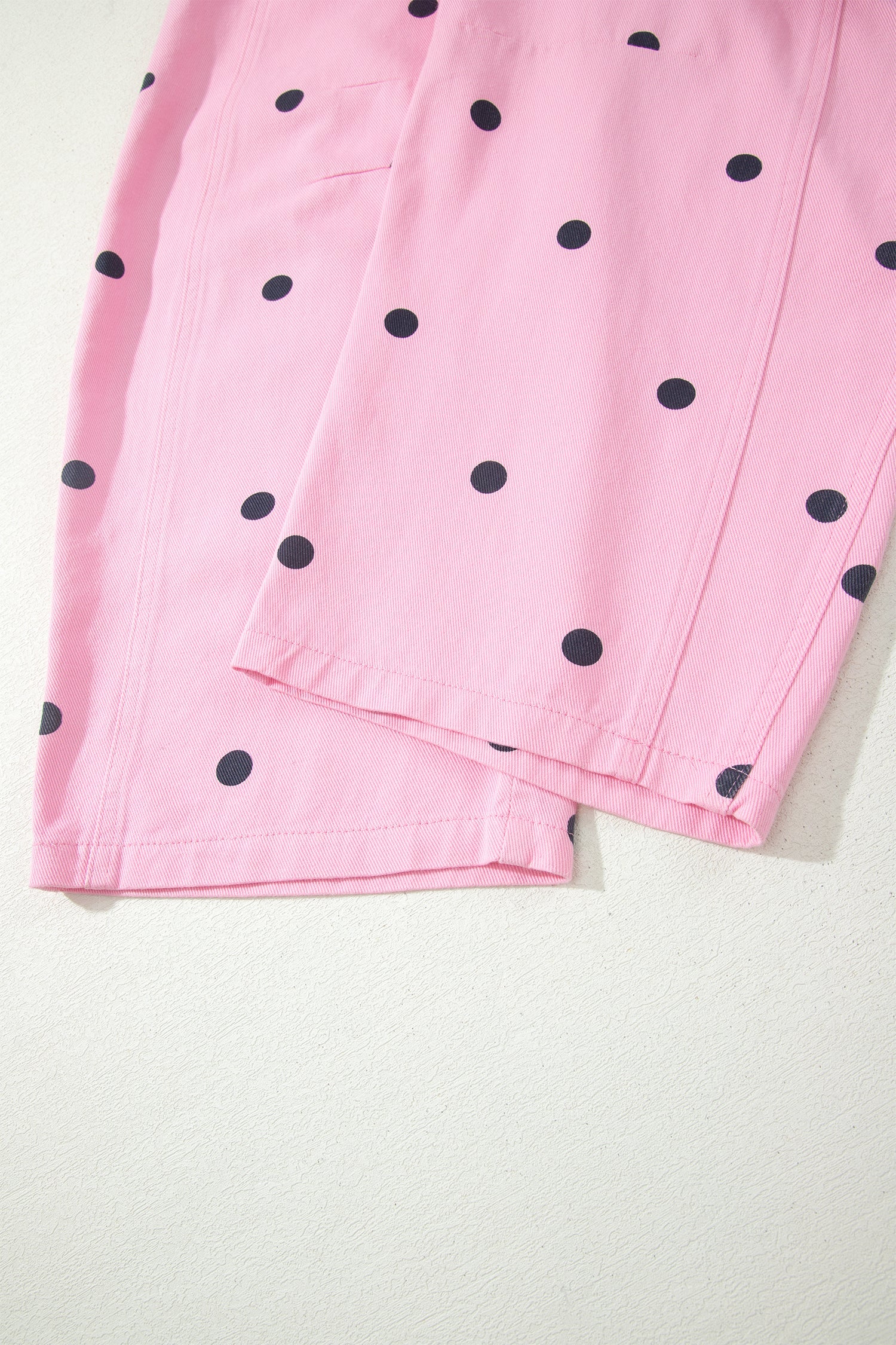 Jet Stream Polka Dot Print Bib Pocket Denim Barrel Overalls Jumpsuit