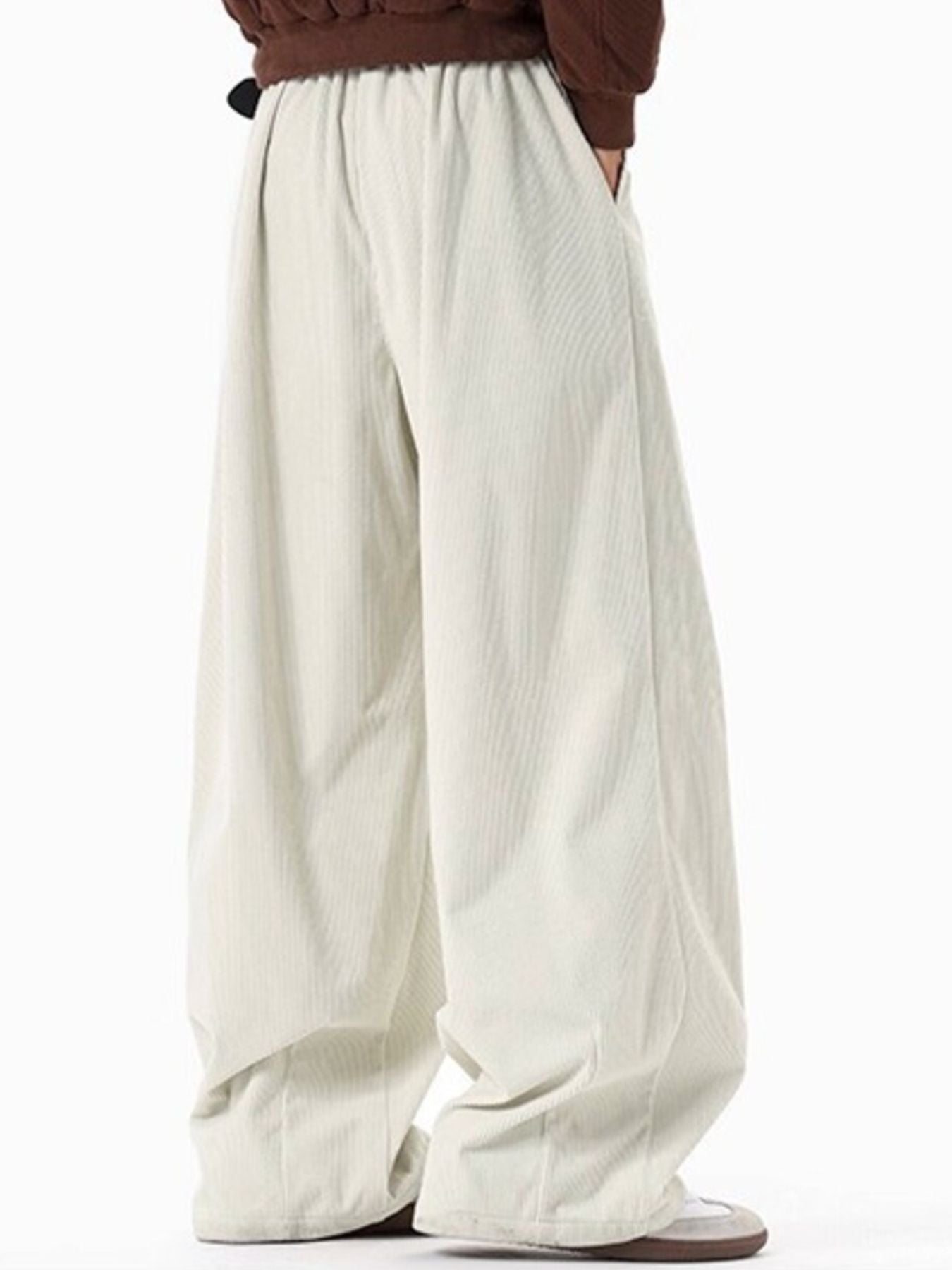 Men's Plus Size Pleated Detail Wide Leg Pants