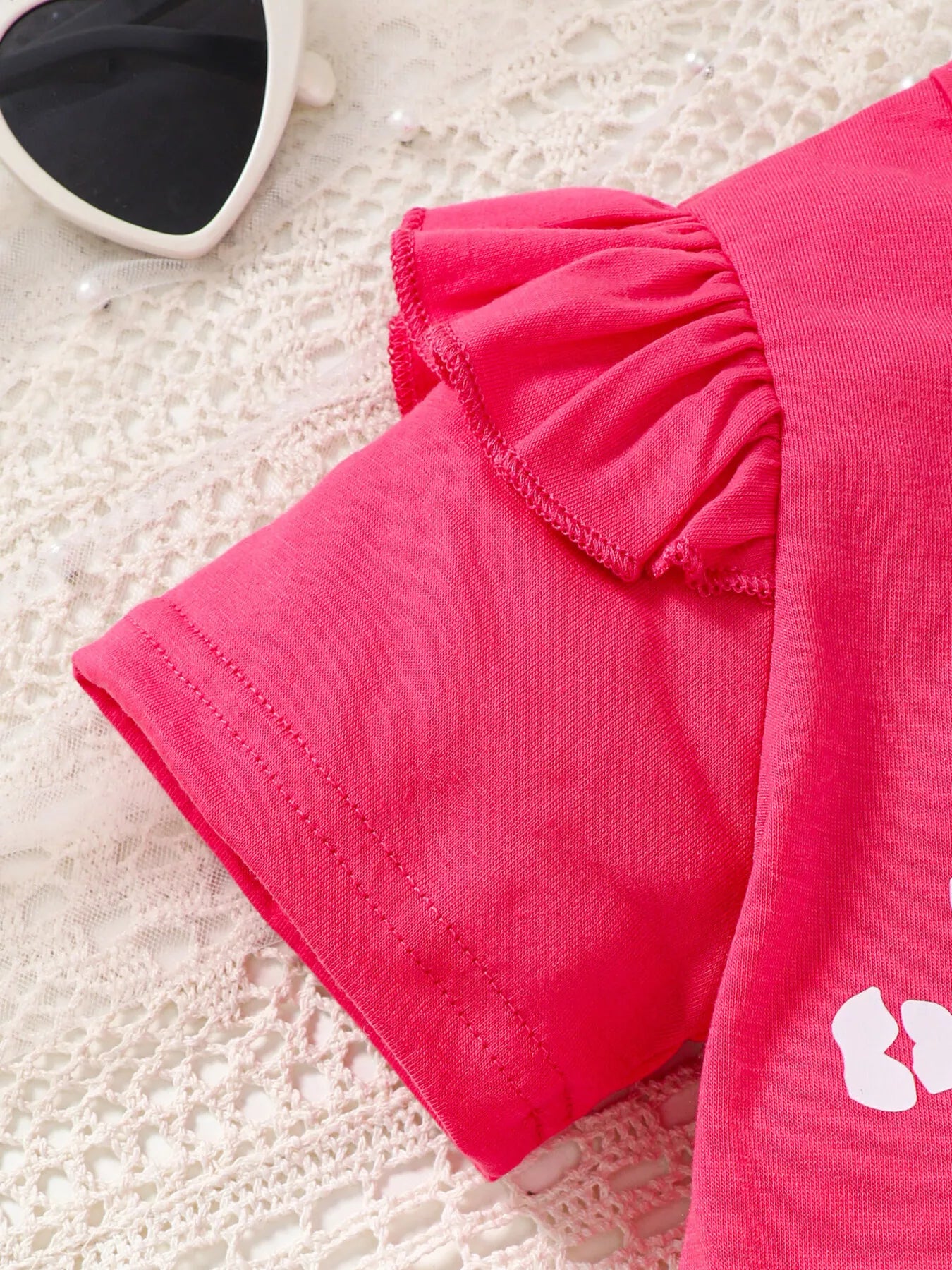Children's Ruffled Short Sleeve Tee and Checkerboard Shorts Set