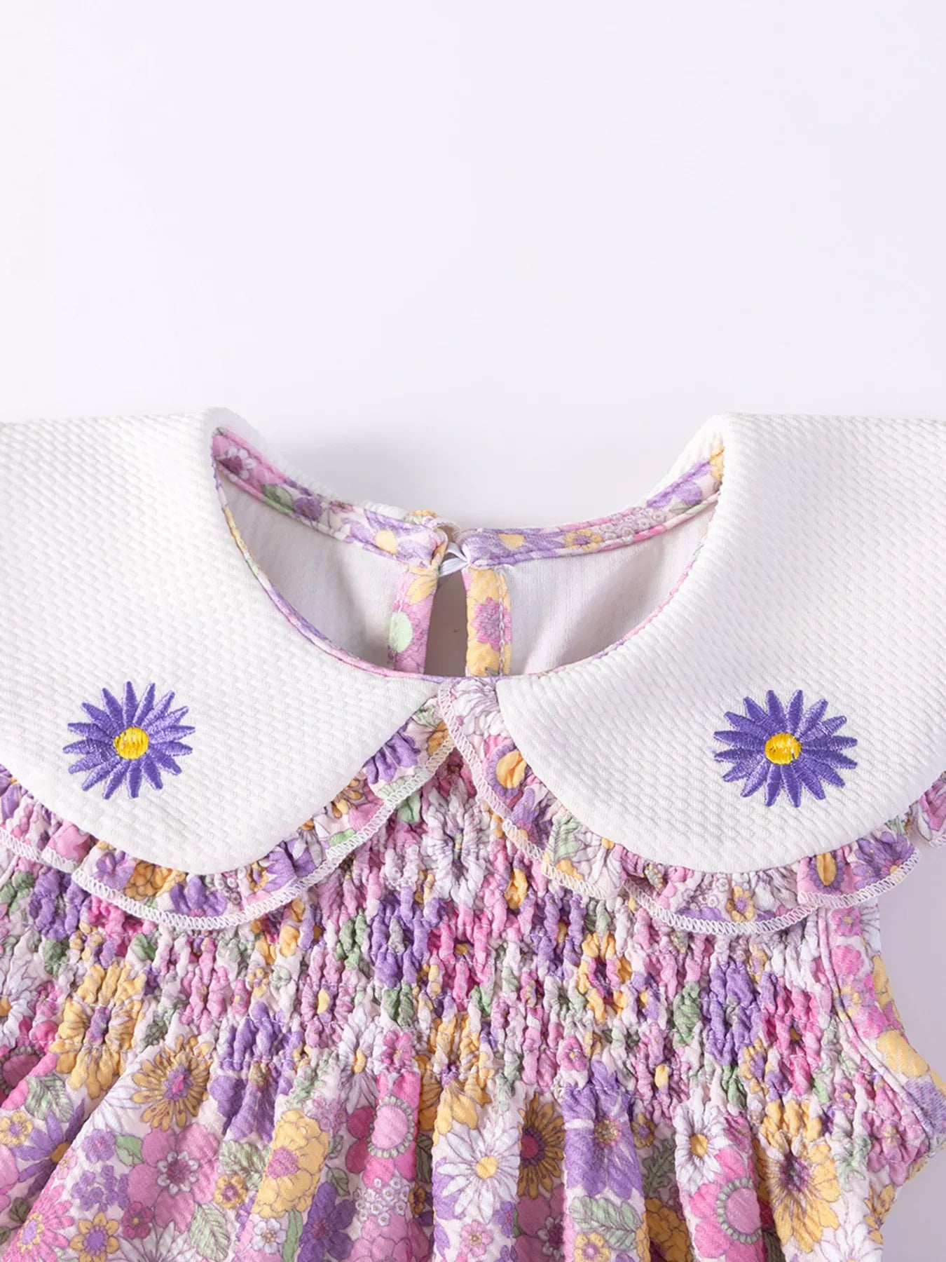 Children's Floral Smocked Peter Pan Collar Dress