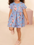 Children's Floral Print Short Sleeve Casual Dress