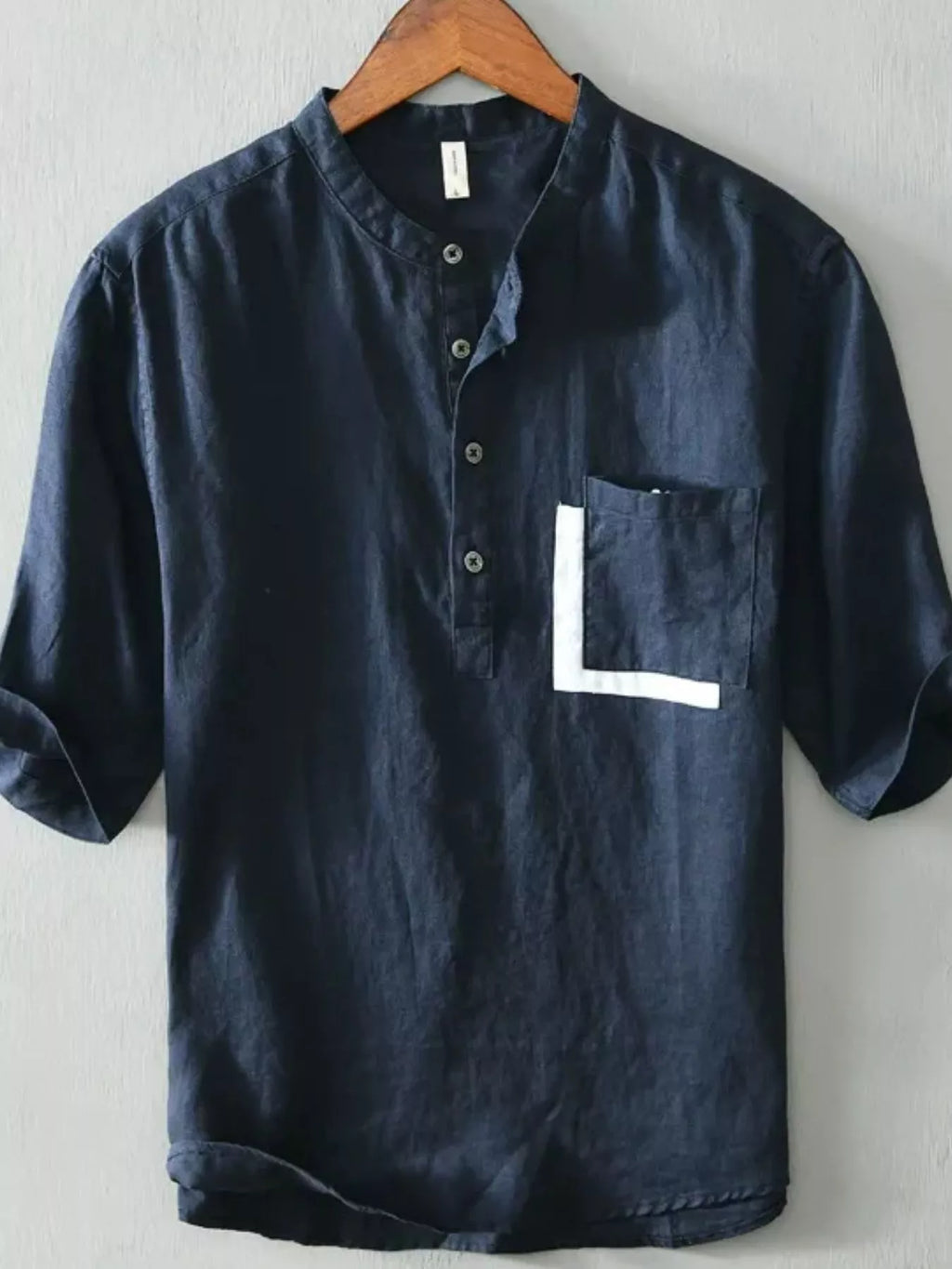 Men's Plus Size Casual Button Detail Shirt with Pocket