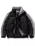 Men's Plus Size Striped Padded Puffer Jacket