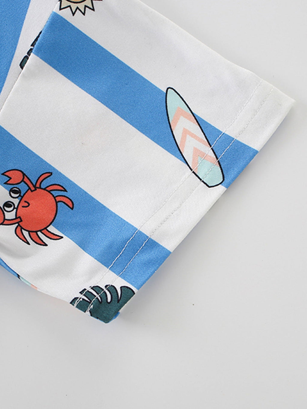 Children's Striped Cartoon Print Round Neck T-Shirt