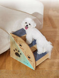 Wooden Pet Stairs with Paw Prints