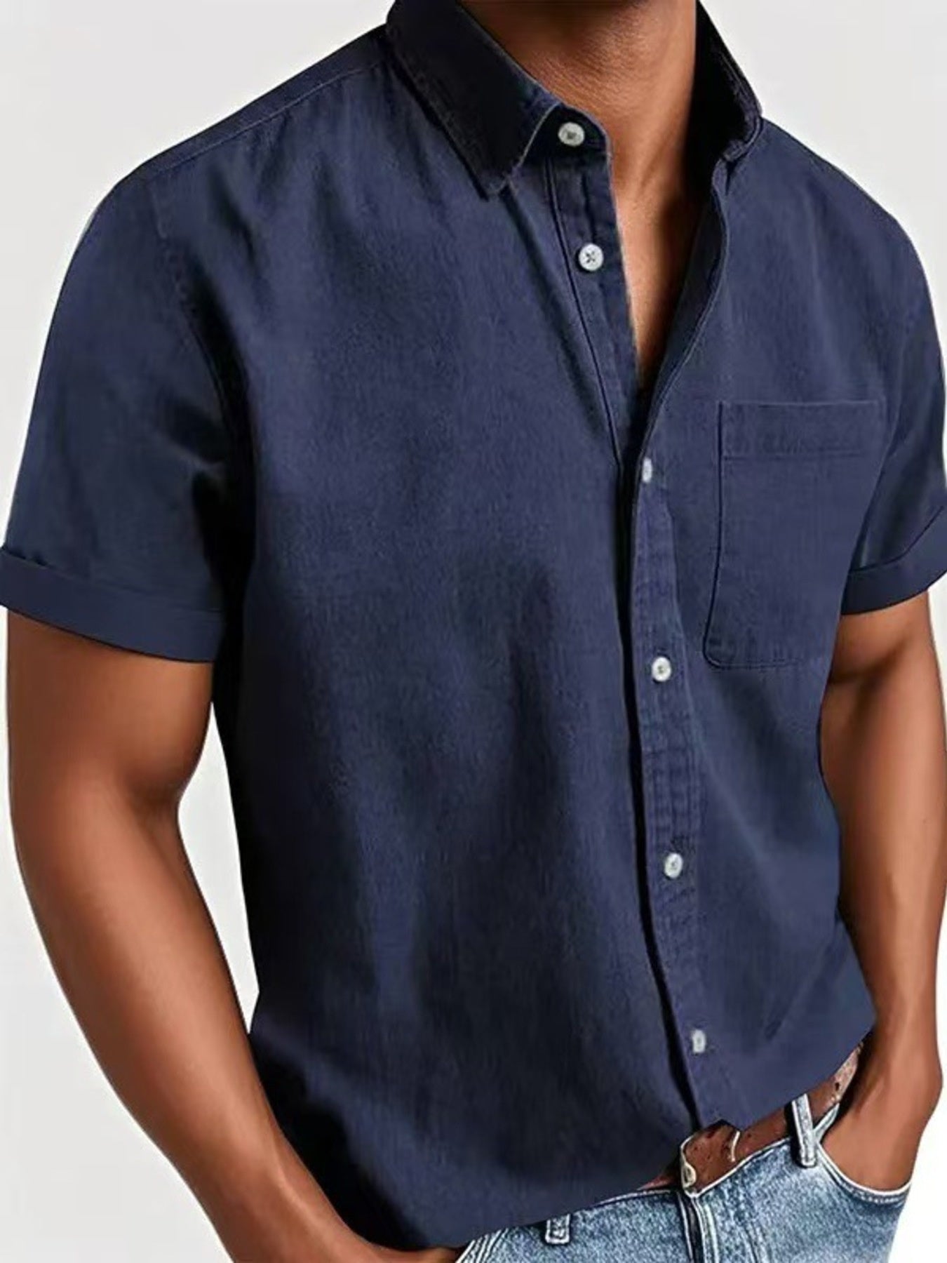 Men's Full Size Casual Short Sleeve Shirt Plus Size