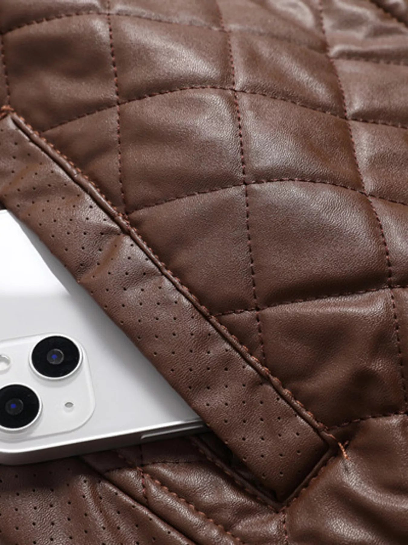 Men's Plus Size Quilted Faux Leather Bomber Jacket