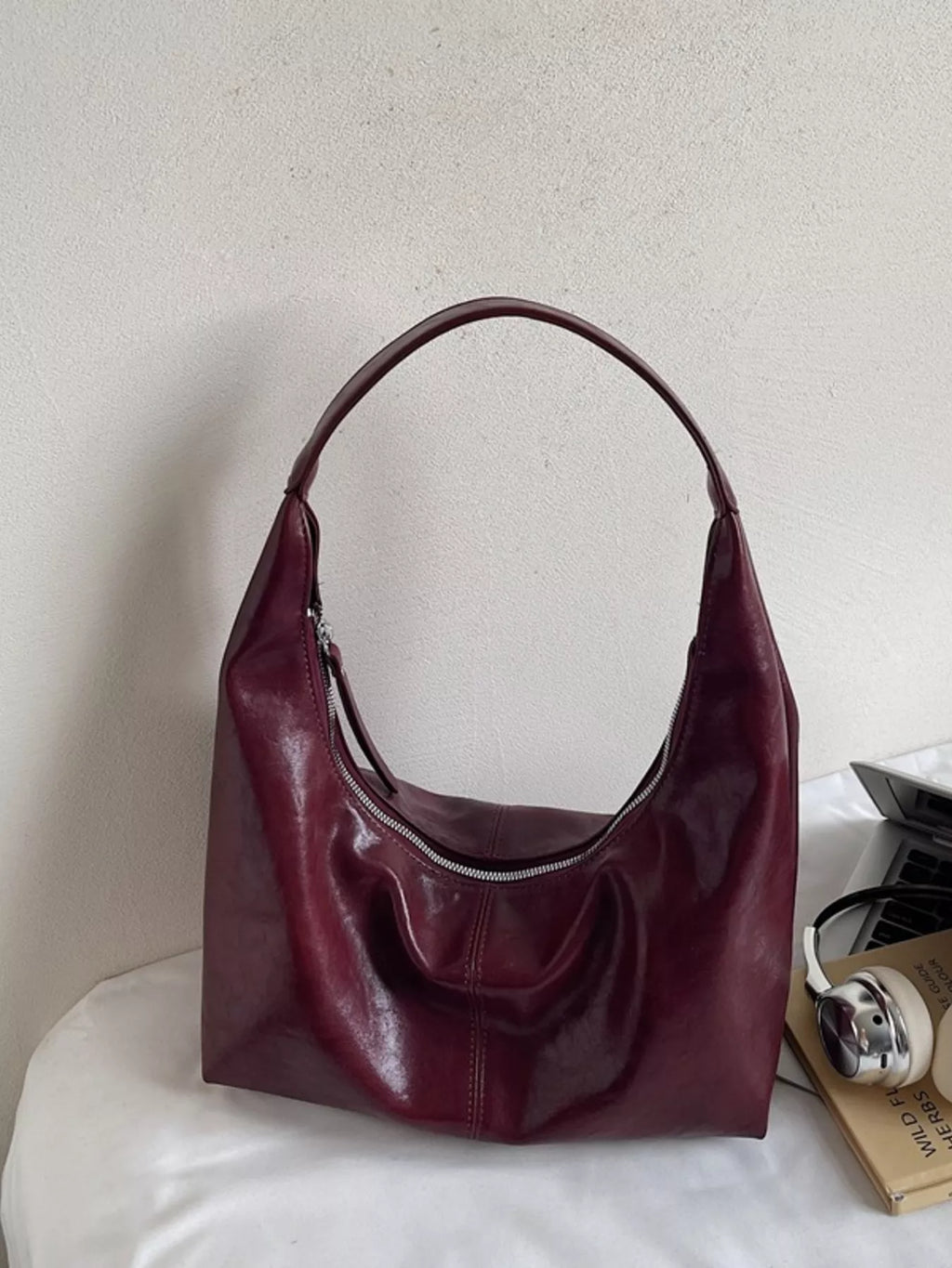 PU Leather Hobo Shoulder Bag