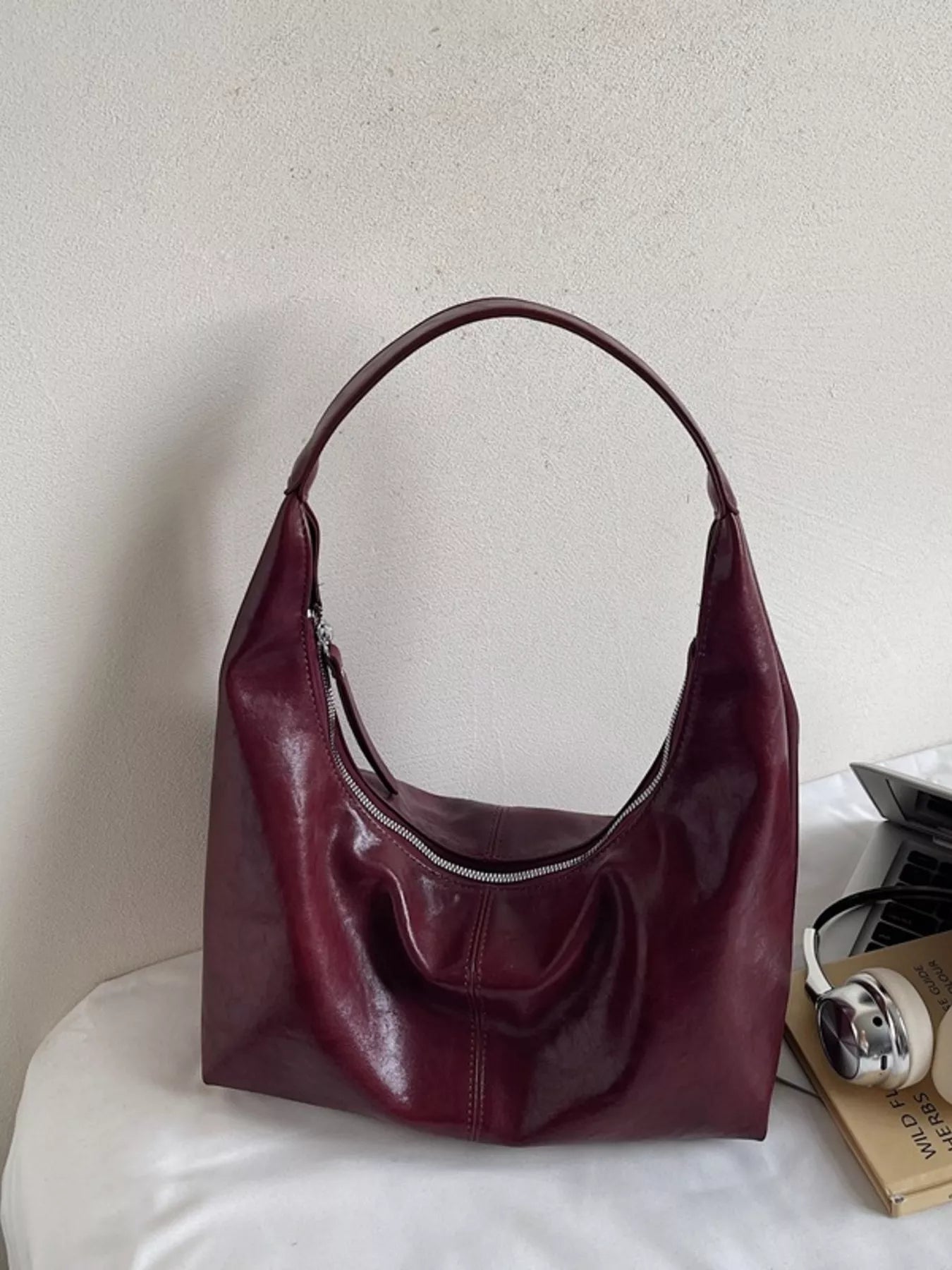 PU Leather Hobo Shoulder Bag