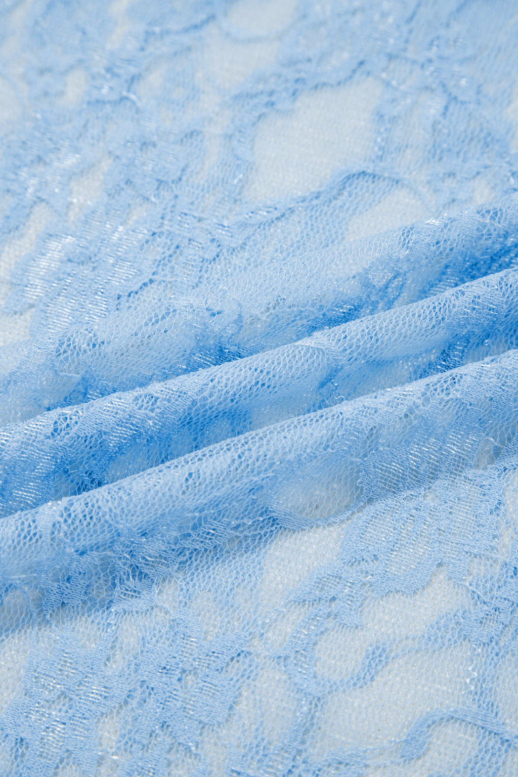 Beau Blue Sheer Floral Lace Boxy Tee