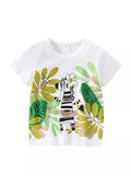Children's Cartoon Zebra Print Short Sleeve T-Shirt