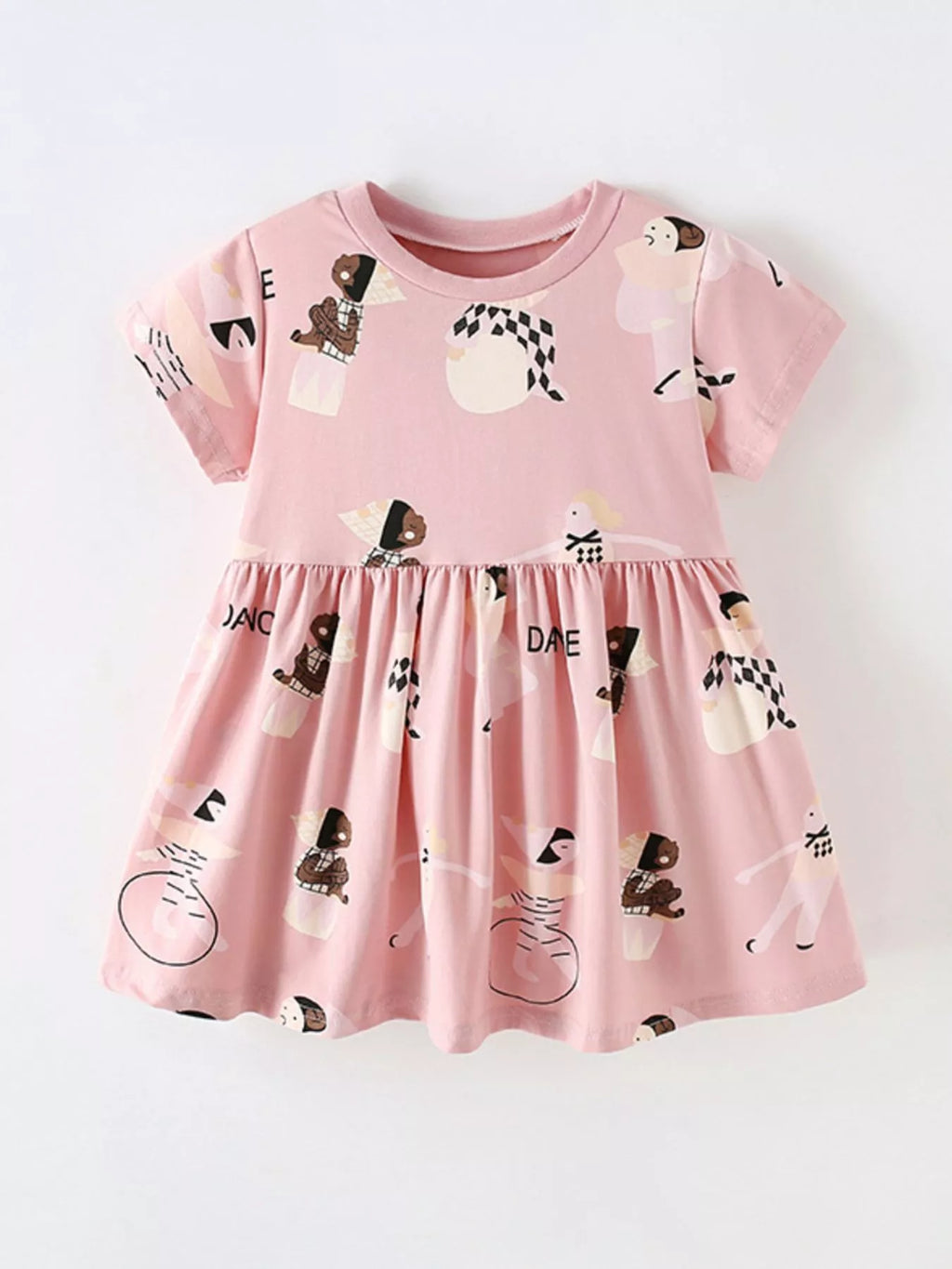 Children's Printed Short Sleeve Casual Dress