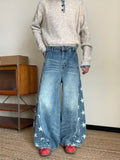 Men's Full Size Star Print Wide Leg Jeans Plus Size