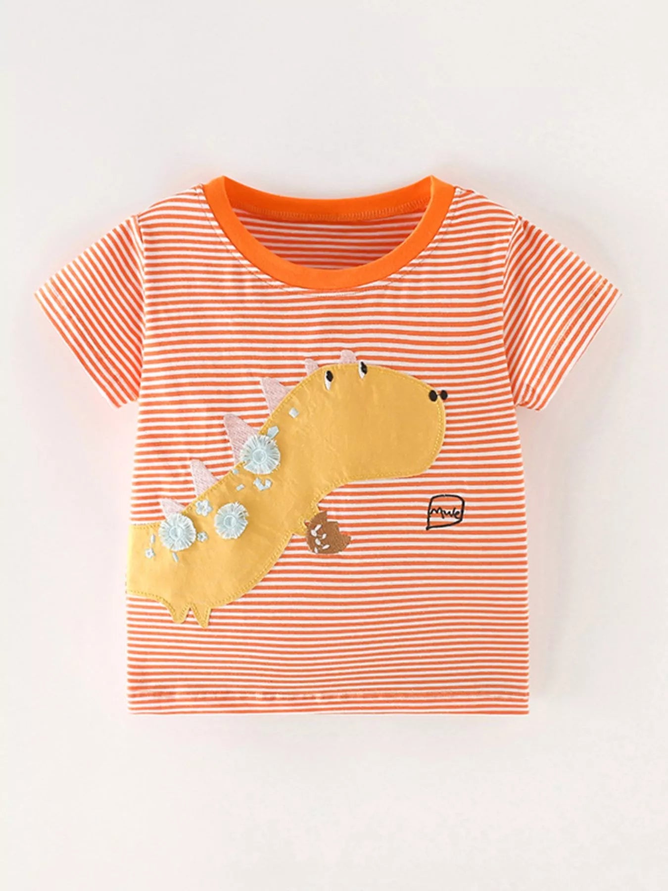 Children's Dinosaur Applique Striped T-Shirt