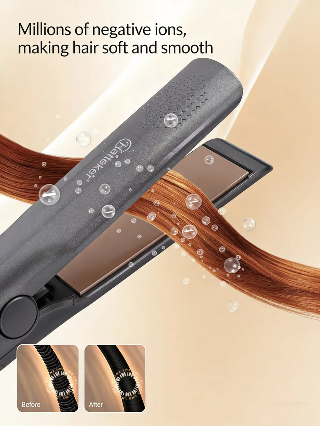 Curling and Straightening Hair Iron with Temperature Control
