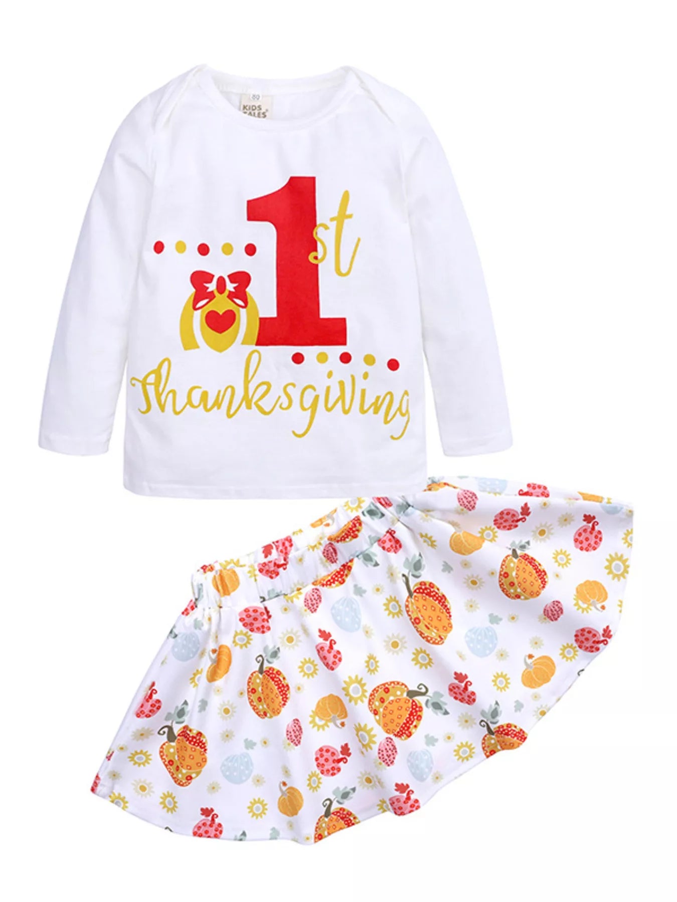 Children's First Thanksgiving Top and Skirt Outfit Set