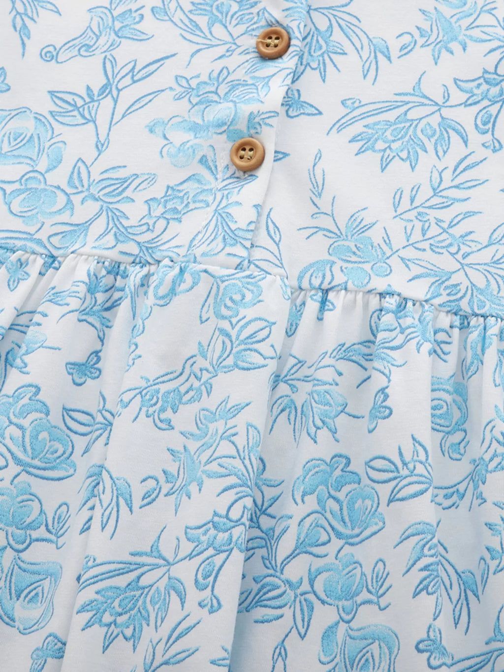 Children's Floral Print Button-Front Casual Dress