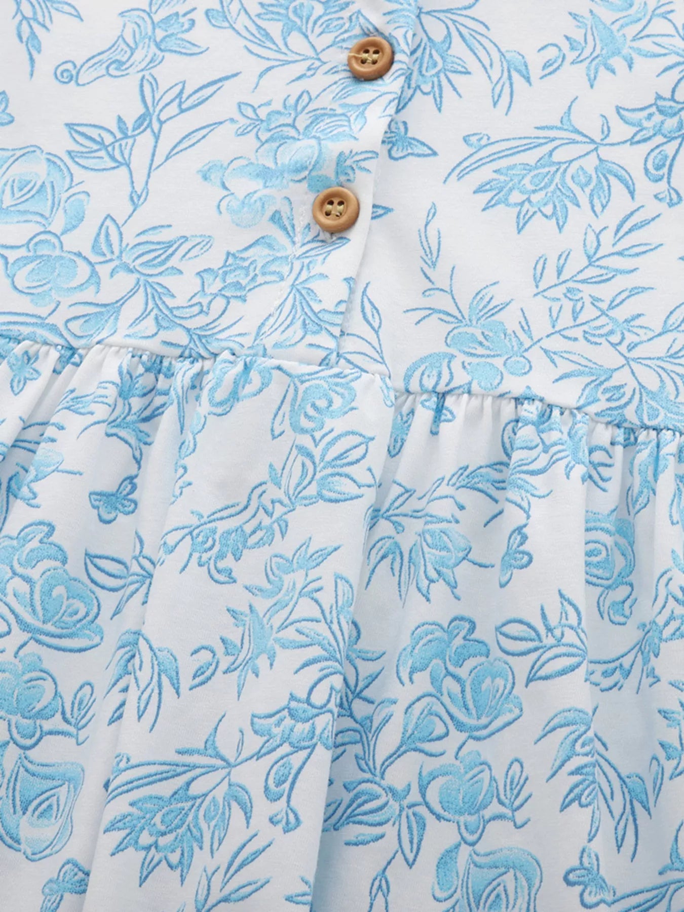 Children's Floral Print Button-Front Casual Dress