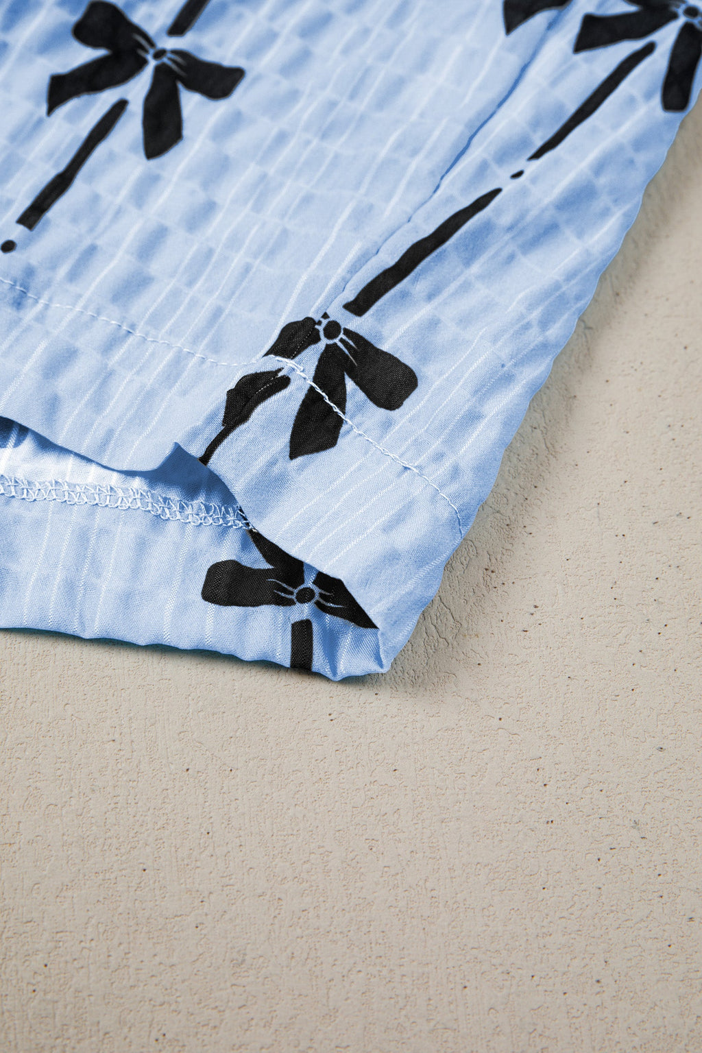 Beau Blue Bow Print Puff Short Sleeve Top