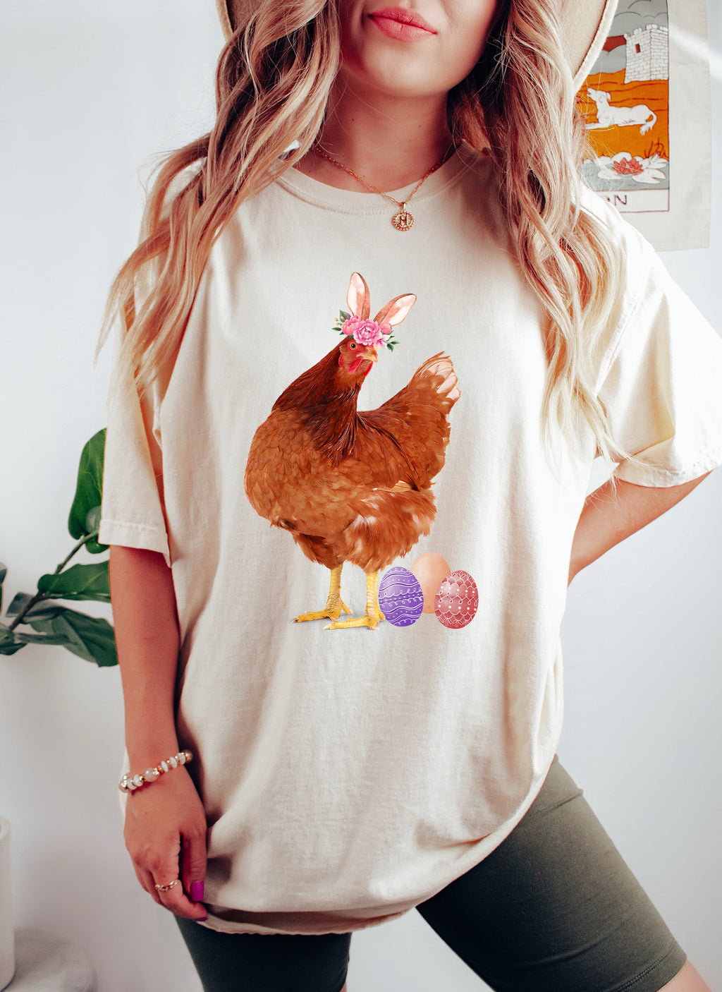 Easter Eggs And Chicken Festive Spring Farmyard Design For Easter Celebrations Comfort Colors Tee