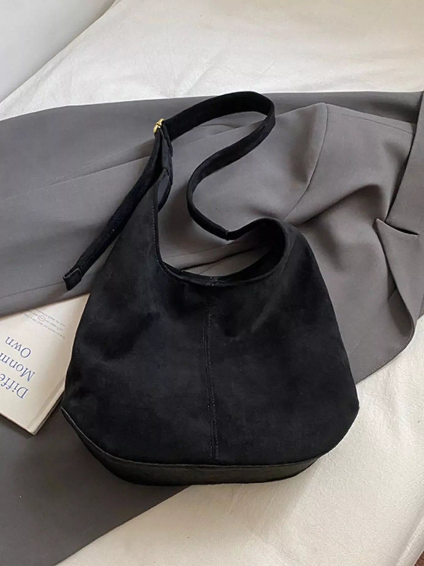 Suede Hobo Shoulder Bag