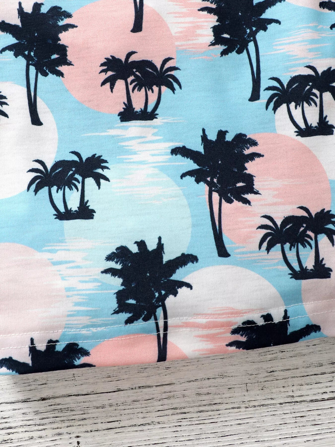 Children's Tropical Palm Print Tee and Shorts Outfit Set