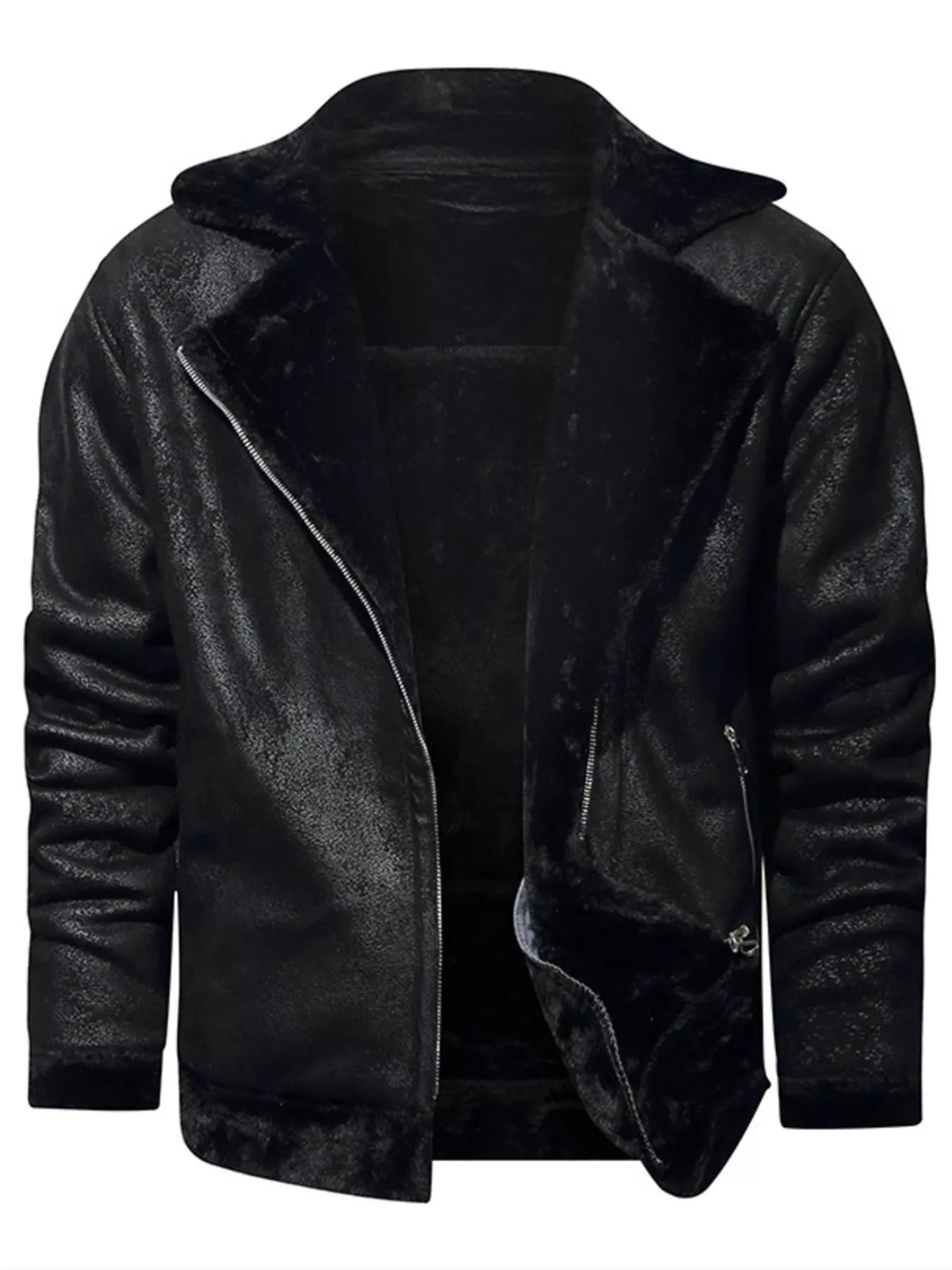 Men's Plus Size Zip Up Fuzzy Outerwear