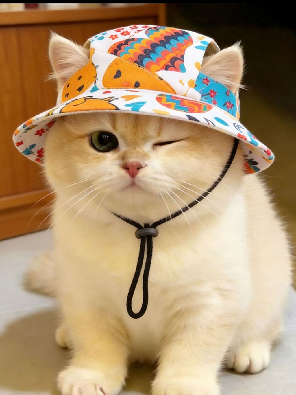 Adjustable Chin Strap Pet Bucket Hat