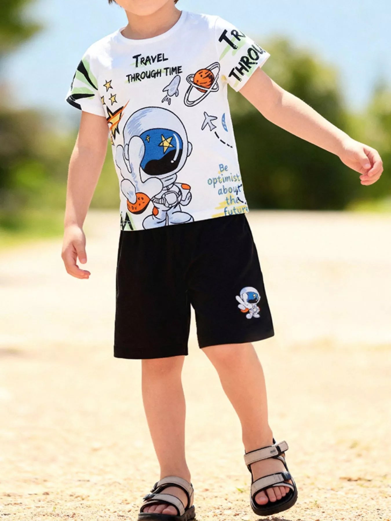 Children's Printed Short Sleeve Tee and Shorts Set