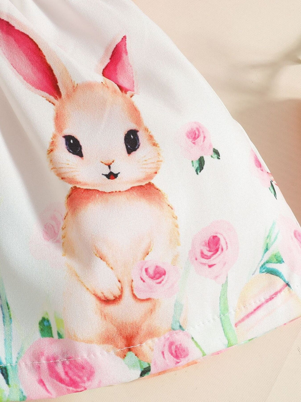 Children's Bunny Print Ruffled Dress with Headband