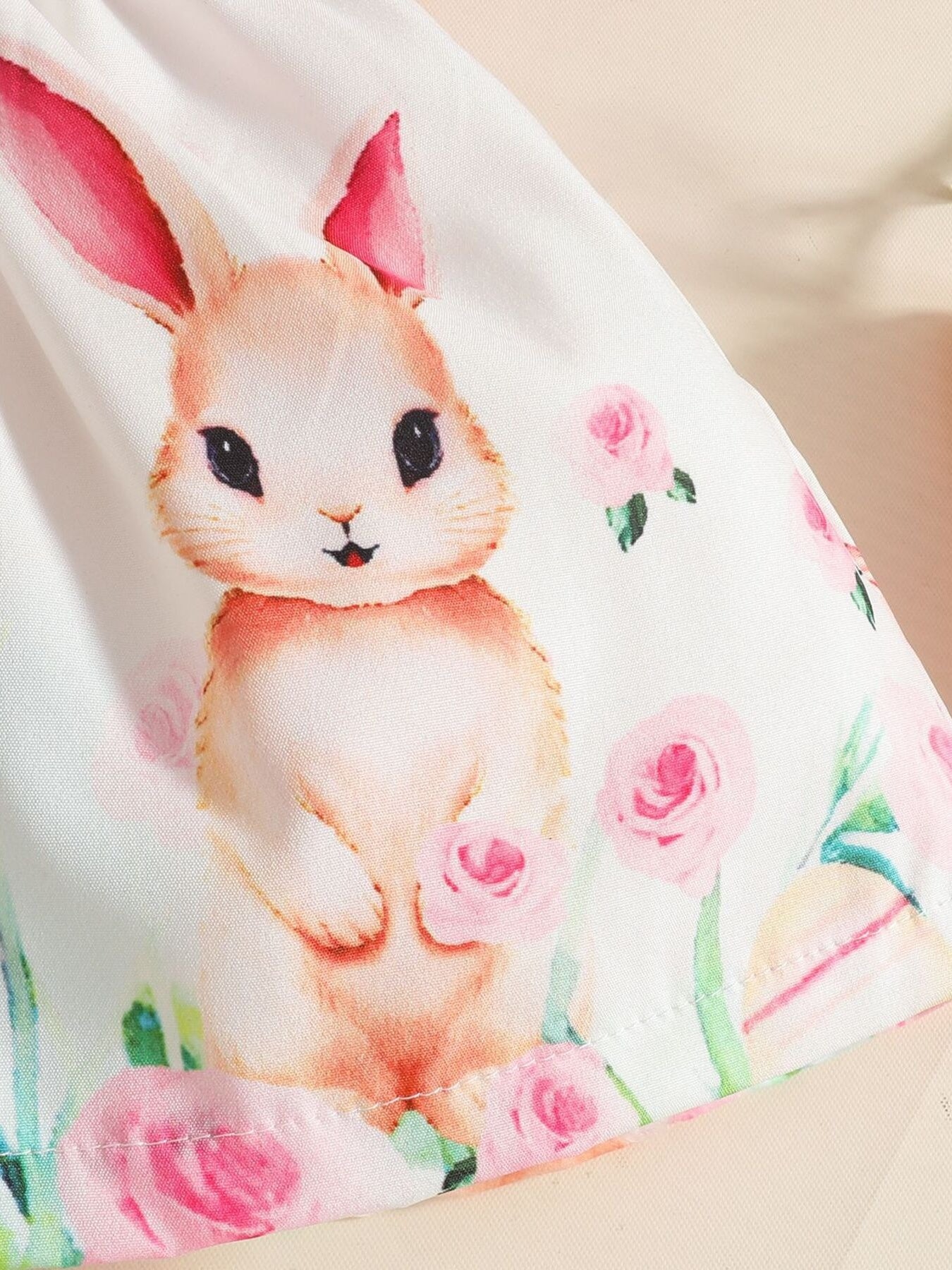 Children's Bunny Print Ruffled Dress with Headband