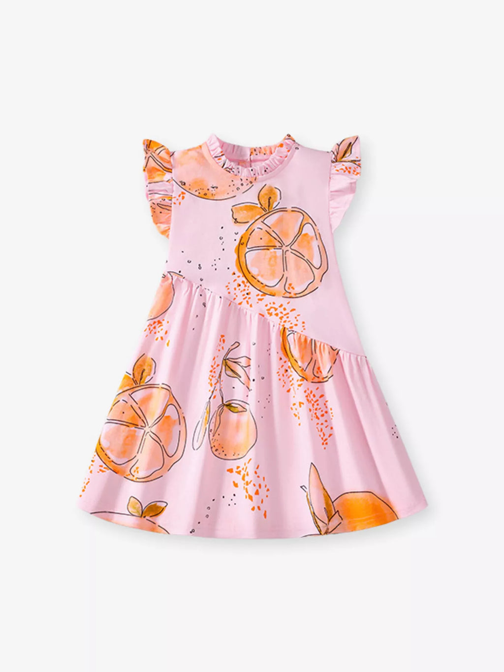 Children's Ruffled Sleeve Fruit Print Casual Dress