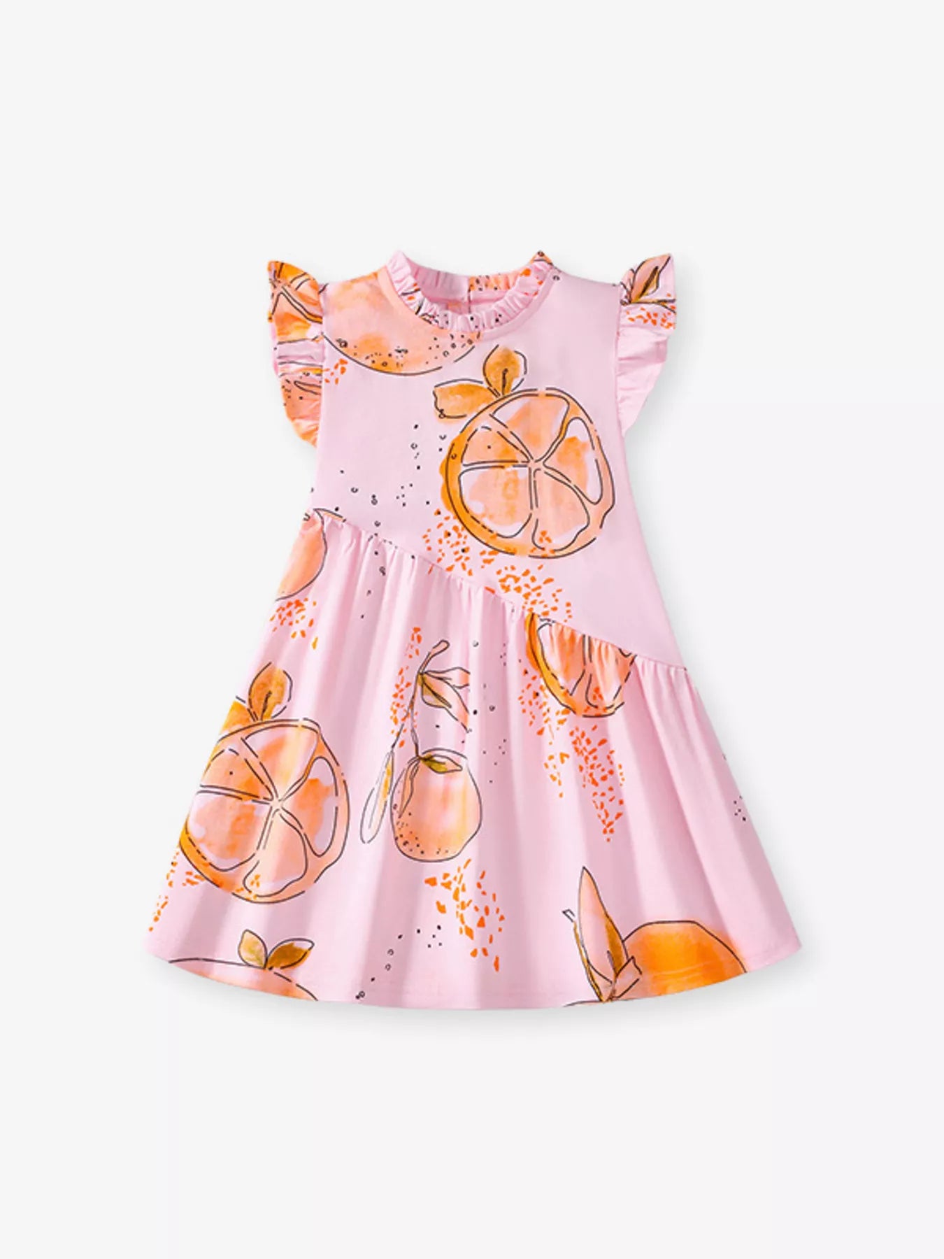 Children's Ruffled Sleeve Fruit Print Casual Dress