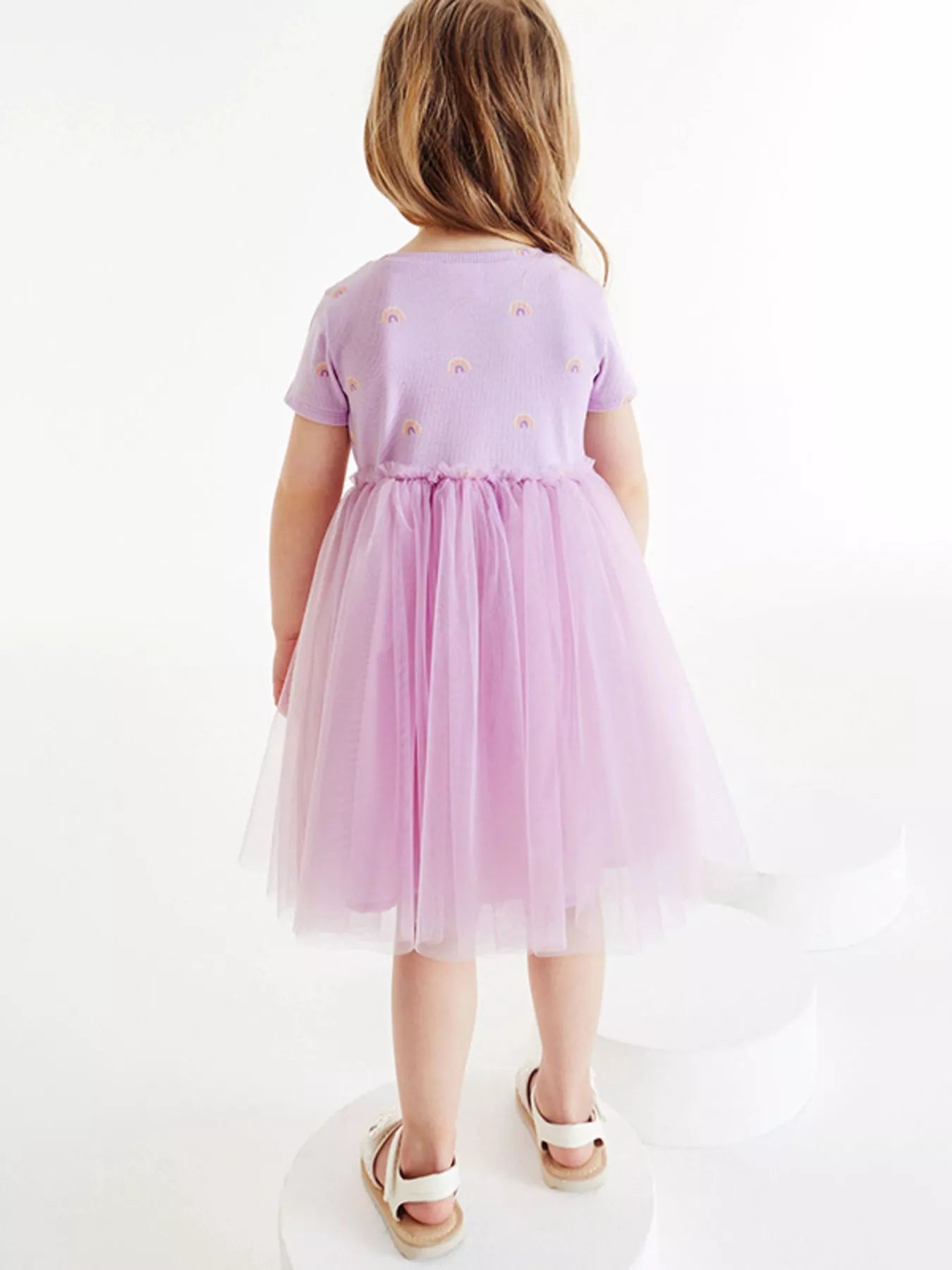 Children's Rainbow Print Tulle Dress
