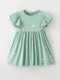 Children's Printed Ruffled Sleeve A-Line Dress