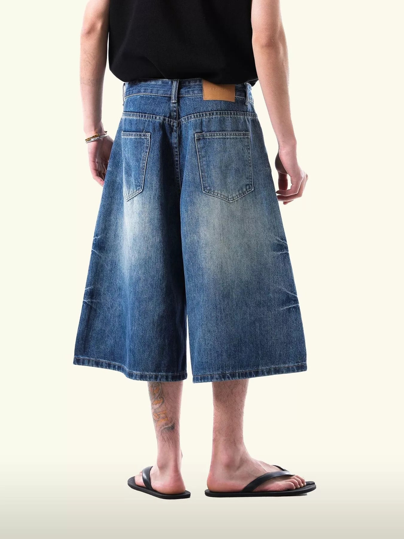 Men's Wide Leg Denim Capris