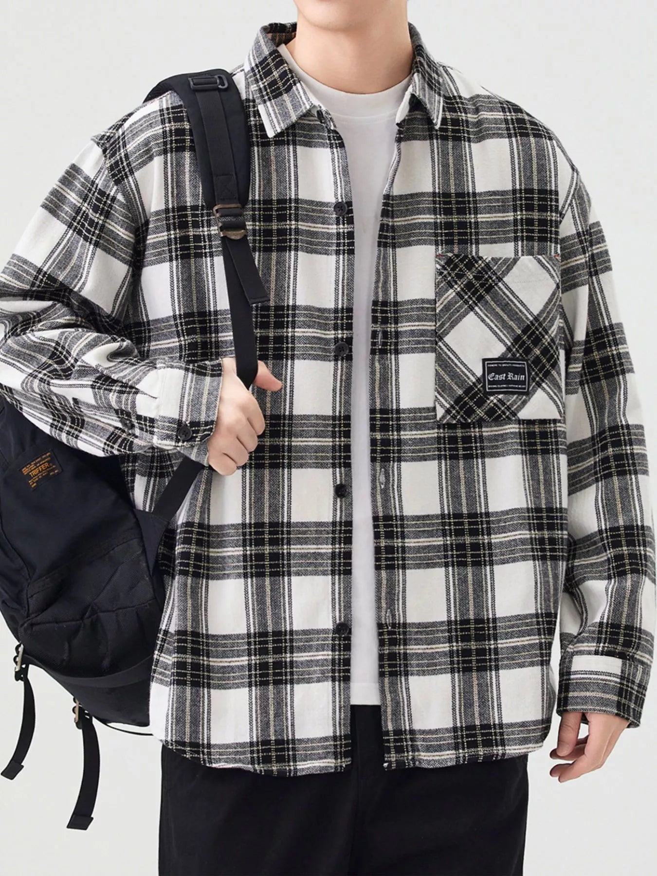 Men's Plus Size Casual Plaid Button Up Shirt