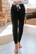 Black Drawstring Elastic Waistband Pocketed Joggers