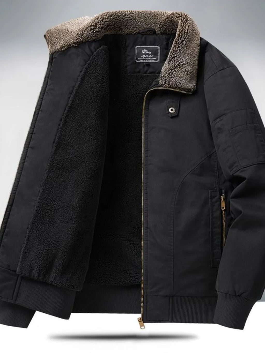 Men's Plus Size Sherpa Lined Zip Up Jacket