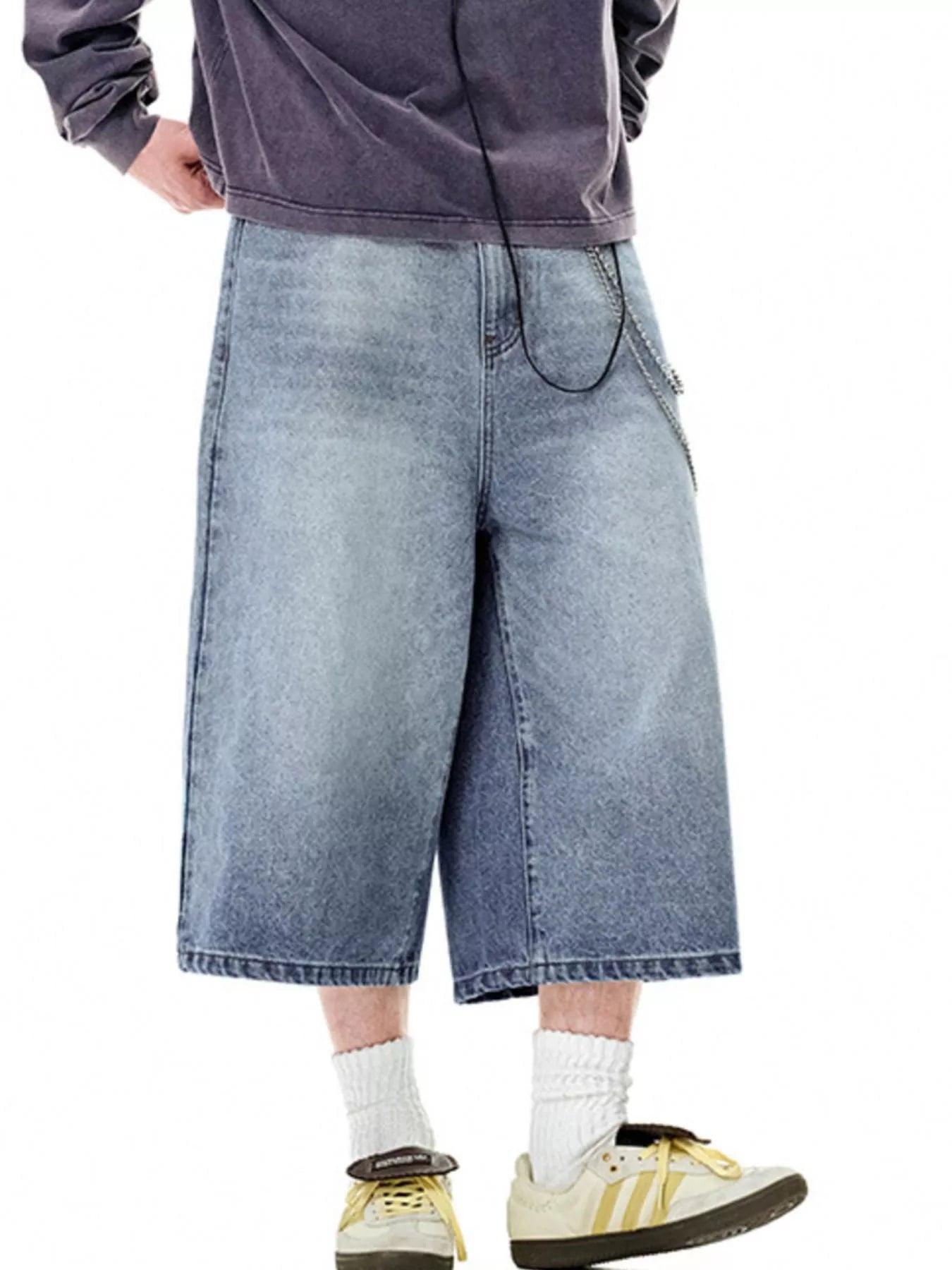 Men's Wide Leg Denim Shorts