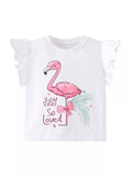 Children's Flamingo Graphic Ruffle Sleeve T-Shirt