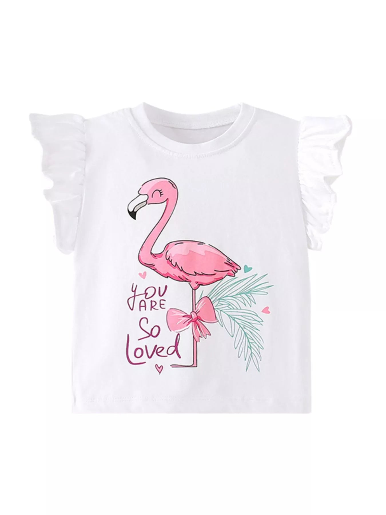 Children's Flamingo Graphic Ruffle Sleeve T-Shirt