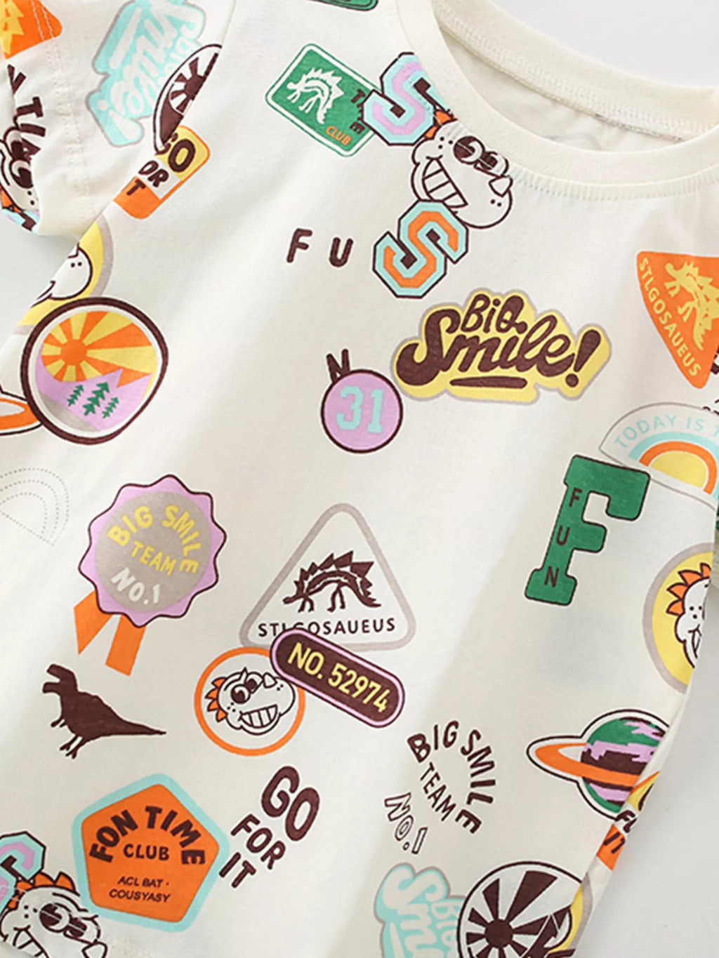 Children's Dinosaur Patch Graphic Tee and Shorts Set